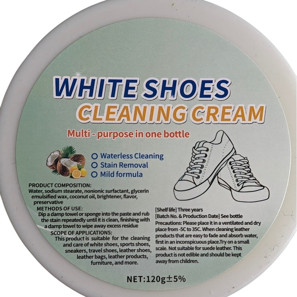 White Shoes Cleaning Cream Multi-Purpose Waterless Stain Removal Paste 120g New